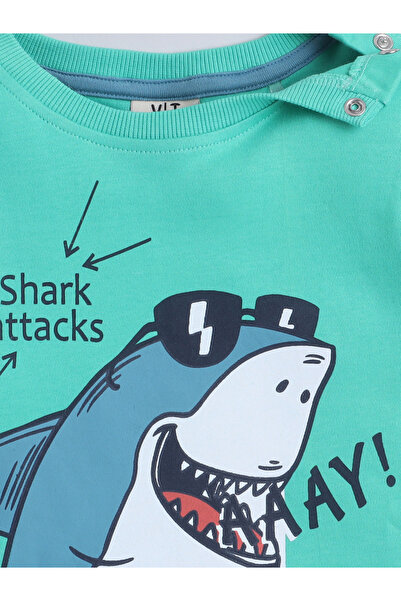 Victor and Jane By Styli Boys Cute Shark Graphic T-Shirt and Shorts Set