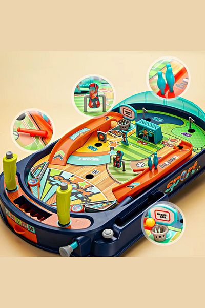 welcomein Toy Mini Pinball Game Table Realistic Pinball 2-4 Players
