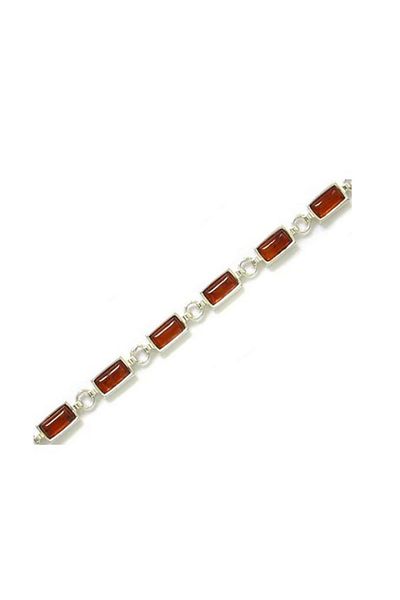 OEN Silver pendant with cognac brown amber, rectangular, length 2.45 cm, 1.65 g