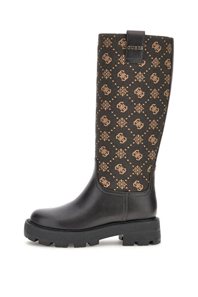 Guess Women's Yannis Monogram Patterned Thick Soled Boots - Brown