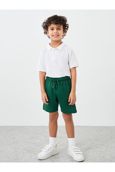 Styli Boys White Solid Cotton Polo T-Shirt