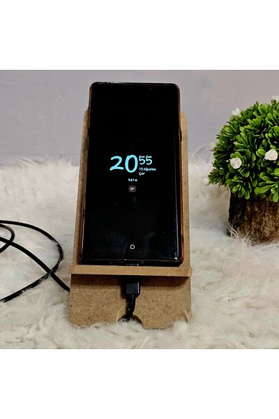 Tekir Store evinizi güzelleştirin Wooden 2 Pieces Tablet Phone Stand Raw Paintable Decorative Phone Holder