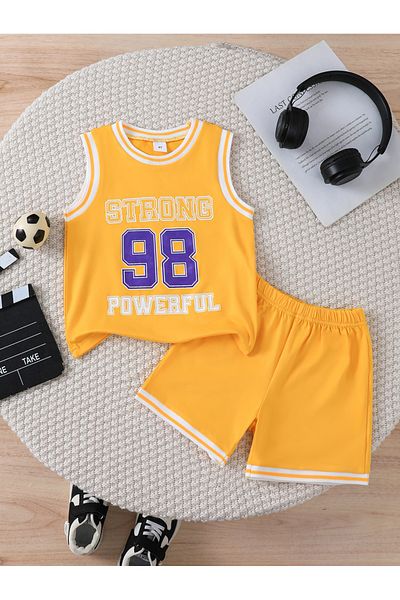 Styli Boys Varsity Print Tank and Shorts Set