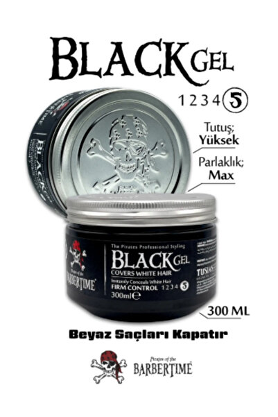 Barbertime DOĞAL BEYAZ SAÇ SAKAL KAPATICI SAÇ ŞEKİLLENDİRİCİ SİYAH JÖLE 300 ML