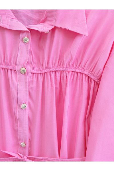 Modamorfo Robe gathered waist lace-up shirt - pink
