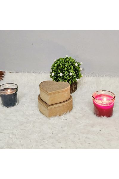 Tekir Store evinizi güzelleştirin Wooden Raw Paintable 2-Piece Heart Model Box Decorative Storage Box