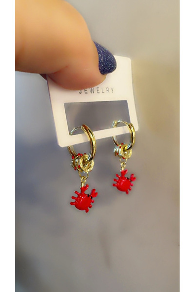 HOSBUTIK Red Small Crab Earrings