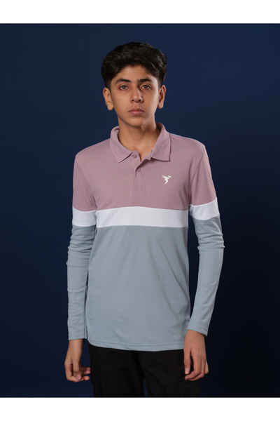 Technosport By Styli Boys Color Block Slim Fit Polo Sports T-Shirt