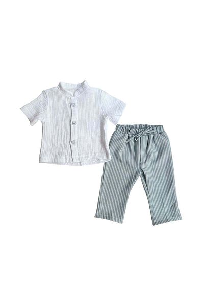 KidsMagazin Costumas gri din muselina pentru baietei
