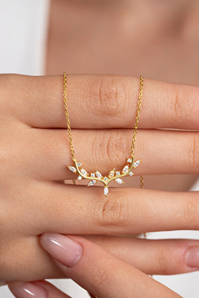 Elika Silver 925 Ayar Gümüş Mekik Taşlı Zarif Sarmaşık Kolye