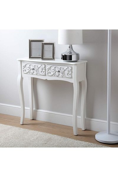 eMobili MAA16 - Console table, 80 cm, dressing table, cosmetics, makeup, make-up vanity - White