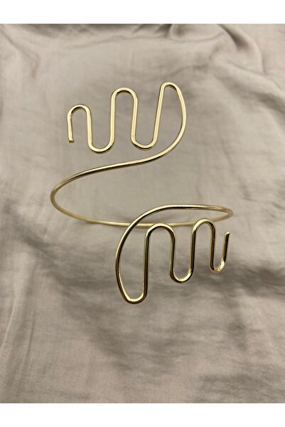 Hedef Bijuteri Zigzag Model Gold Color Adjustable Arm Pazu Bracelet, Armcuff