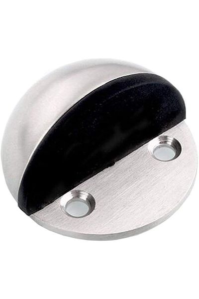 Generic Stainless Steel Floor Door Stopper – Half Moon Oval Design with Rubber Pad (Non-Magnetic)