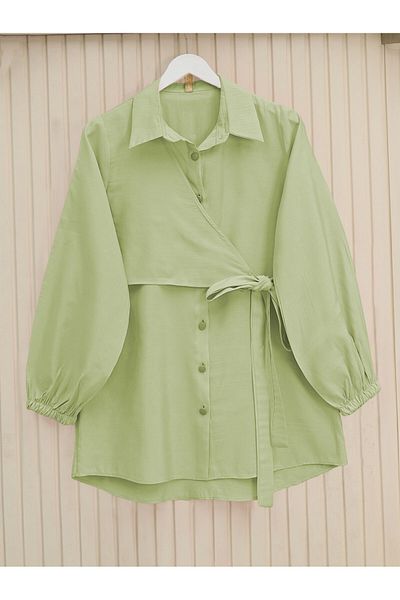 Modamorfo Cross Tie Sleeve Elastic Button Shirt -Çağla Y.