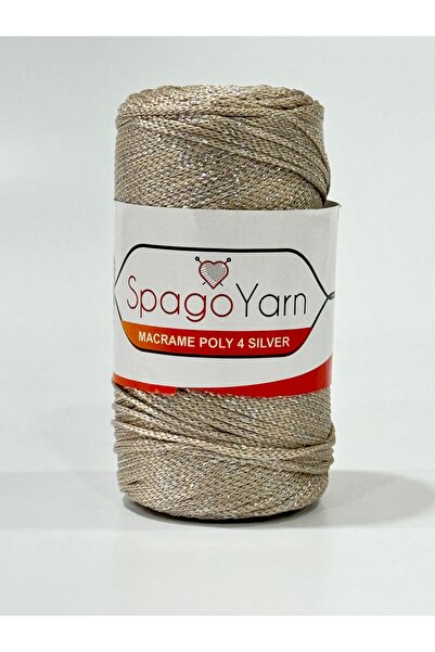 balım hobi evi Spago Poly 4 Ață de macrame din poliester argintiu sclipici 4N...