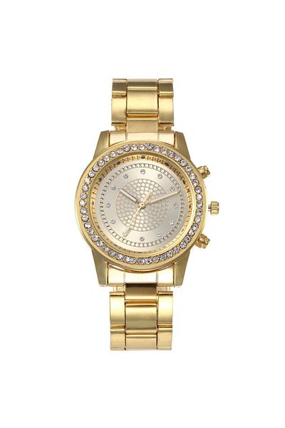 Geneva Women's Elegant Gold Watch with Metal Bracelet and Rhinestones CDGV022