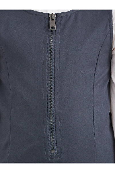 Styli Girls Grey Blue Fold Pleated Pinafore Dress