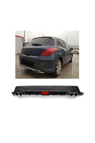 OTO H.İ.T. PEUGEOT 308 UYUMLU BODY KİT DİFÜZÖR 4 ÇIKIŞ YUVARLAK SİYAH MODEL 2