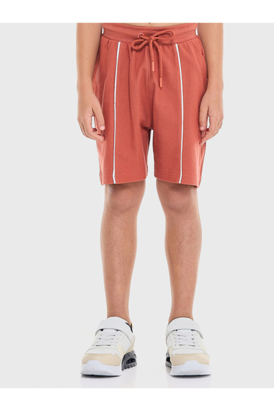 Victor and Jane By Styli Boys Piping Textured Knit Polo T-Shirt and Shorts Set