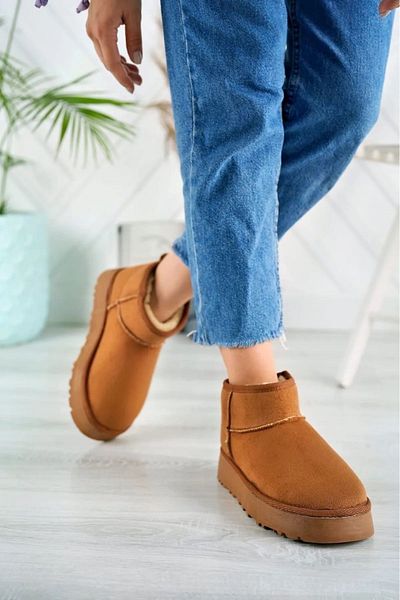 SEVER AYAKKABI Women's Half Ankle Mini Wool Suede Dry Day Thick Sole Boots