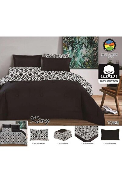 PROMISE لحاف كينج ساده وجهين قطن ألوان متعددة -مزدوج-6قطع