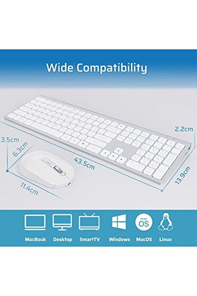 Generic لوحة مفاتيح وماوس لاسلكية CREATMOR، لوحة مفاتيح وماوس قابلة لإعادة الشحن، لوحة مفاتيح لاسلكية كاملة الحجم مع