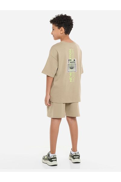 Victor and Jane By Styli Boys Cut and Sew Panel T-Shirt with Shorts Set