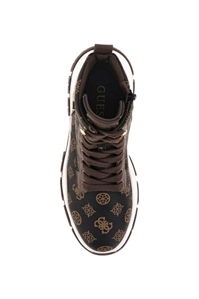 Guess Kadın Benzon Monogram Desenli Taşlı Aksesuarlı Bot - Kahverengi