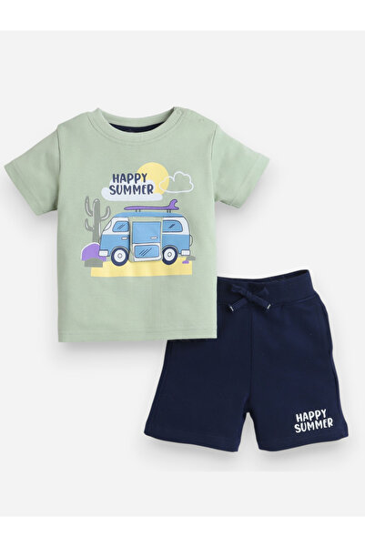 Victor and Jane By Styli Boys Happy Summer Graphic T-Shirt and Shorts Set