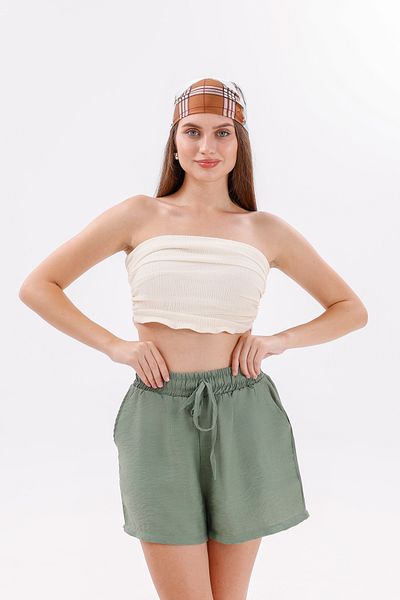 GENIUS STORE Genius Store Women's Shorts Aerobin Cotton Pocketed Non-Shrink Fabric Shorts with Elastic Waist