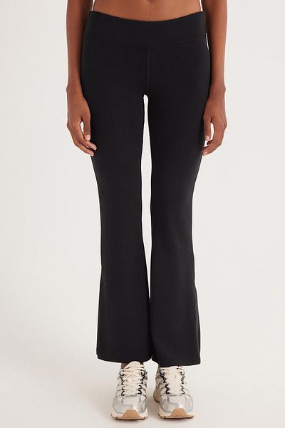 Tudors Women's Slim Fit Slim Fit Modal Fabric Spanish Leg Black Trousers