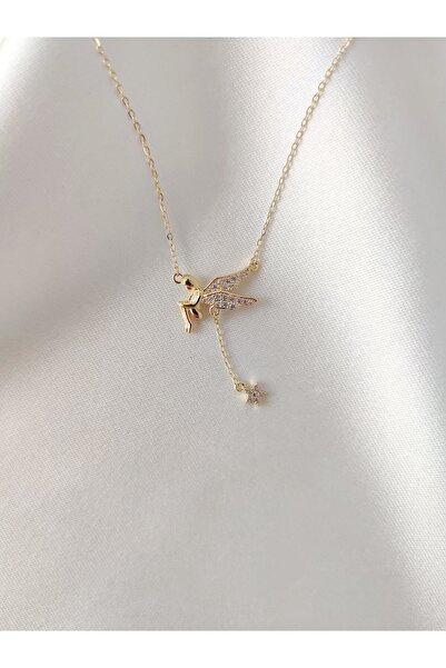 Evorya 14K Kadın Yıldız Sarkıtlı Perili Vip Kolye