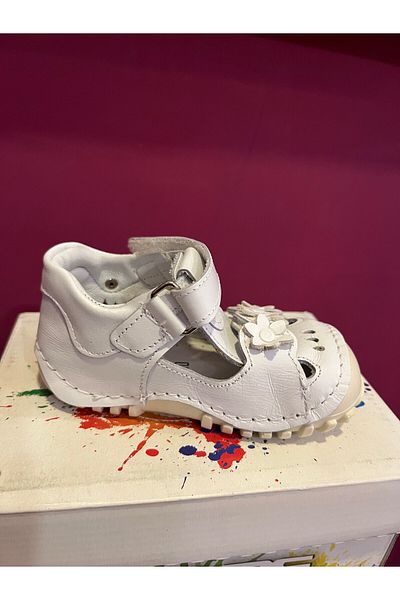 Bebek Sanbe Leather First Step Shoes White