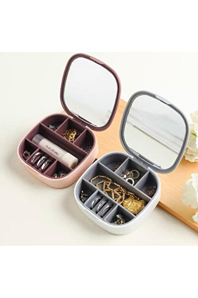 co arma Small Portable Jewelry and Makeup Box with Mirror