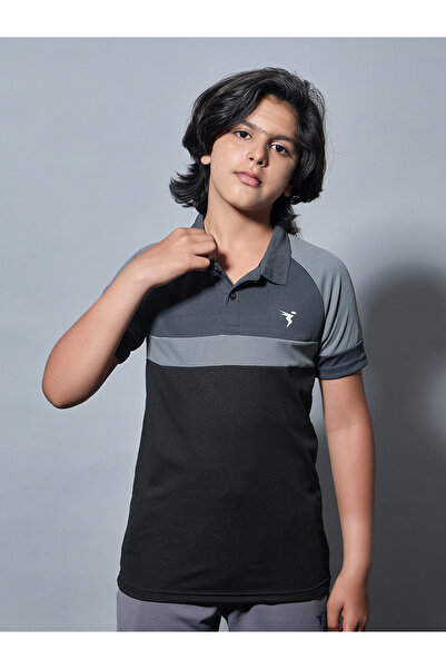 Technosport By Styli Boys Color Block Slim Fit Polo Sports T-Shirt