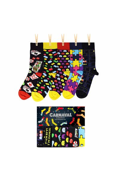 CARNAVAL SOCKS Gamer / Gaming Theme Unisex Boxed Socks Set