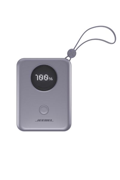 Jeebel 10000mAh Purple Power Bank with Digital Display 22.5W PD Fast Charging & Lightning and Type-C Cables