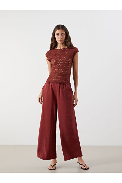 LC Waikiki Lcw vision maroon elastic waist modal blend women's pants