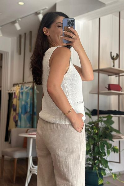 Unique Boutique Mercerized Vest with White Gold Buttons