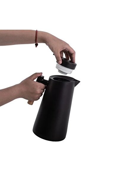 divendi-ro Thermos flask, glass and plastic, for hot or cold drinks, capacity 950ml, black
