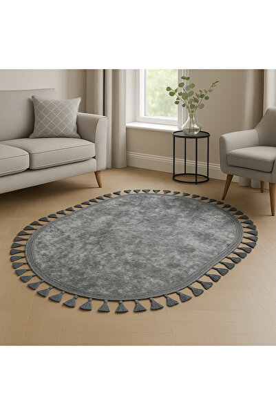 Sarar Tüylü Premium Post Halı | Oval Yumuşak Peluş Kaymaz Taban Makinede Yıkanabilir Post Kürk Halı