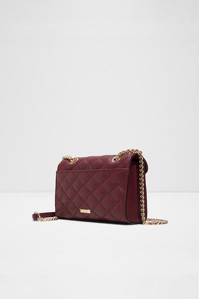 Aldo Chelsy - Women's Medium Size Chain Strap Metal Closure Quilted Claret Red Bag