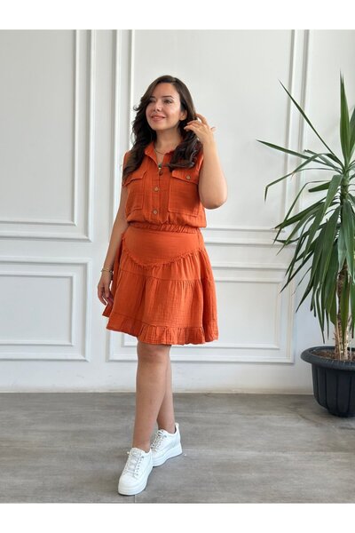 Yağmur Butik Pis Dikiş Müslin Etek