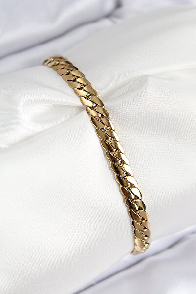 Nehir 316L Steel Crushed Chain Model Gold Color Women's Bracelet Valentine's Mother's Teachers Women's Day H