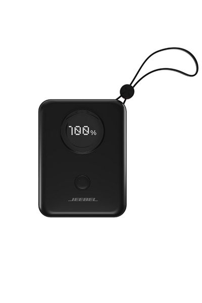 Jeebel 10000mAh Black Power Bank with Digital Display 22.5W PD Fast Charging & Lightning and Type-C Cables