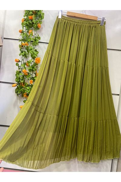 edu collection Chiffon Skirt Layer by Layer Fat Green Color