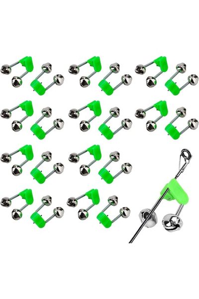 OEM Set 20 Fishing Bells, Metal/Plastic, Green/Silver