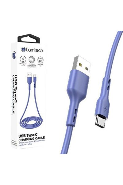 Lamtech Charging and Data Cable Lamtech, USB to Type-C, Flat, 2.1A, 1m, Blue