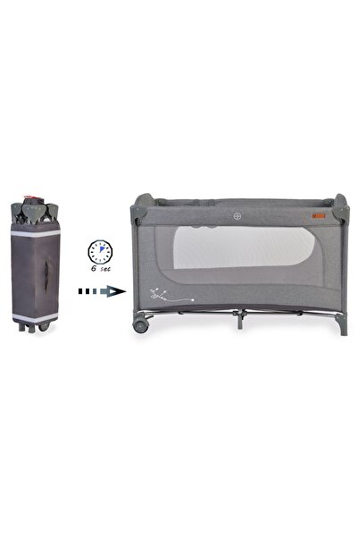 Cangaroo Skyglow foldable cot with one height level and support rings 120x60 cm, Grey