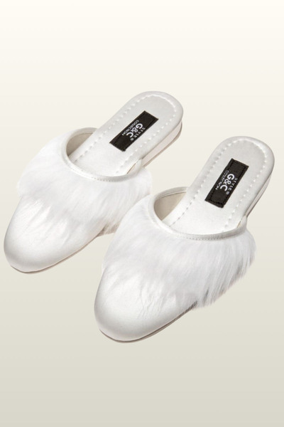 vory Women's Ecru Closed Furry House Slippers Daily Dowry Gift Vr.Gc.02.T45.Y19